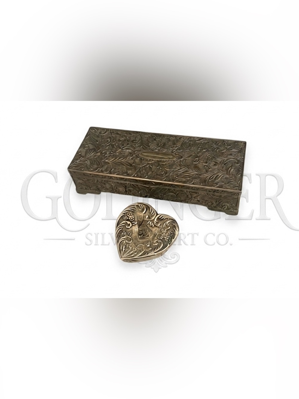 Authentic Godinger vintage jewelry box & heart shaped ring stand